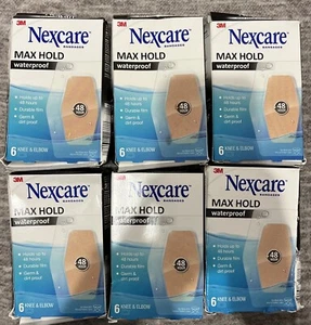 6 Boxes 3M Nexcare Max Hold Waterproof 6 ct KNEE & ELBOW Bandages READ - Picture 1 of 8
