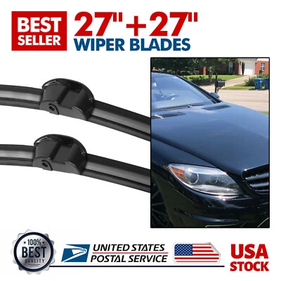 For 2007-2013 Mercedes-Benz S550 Wiper Blades size 27" & 27" Windshield SET OF 2 - Image 1 of 4