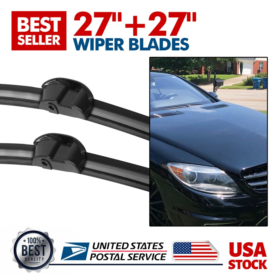 For 2007-2013 Mercedes-Benz S550 Wiper Blades size 27" & 27" Windshield SET OF 2 - Image 1 of 4
