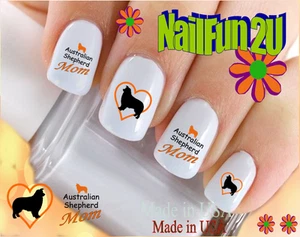 Nail Art 106F DOG BREED Australian Shepherd MOM 2 WaterSlide Nagel Aufkleber Transfr - Bild 1 von 2