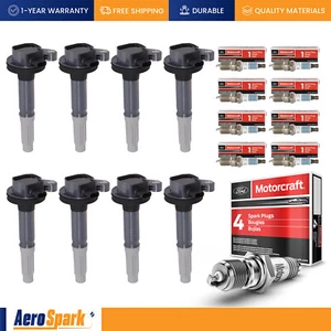 8pcs Ignition Coil + 8 Motorcraft Spark Plug for 16-17 Ford F-150 Mustang UF824 - Picture 1 of 6