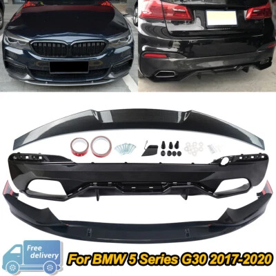 For BMW G30 540i 550i M Sport 2017-20 Carbon Fiber Look Body Kits Rear Diffuser - Imagem 1 de 4