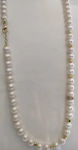 Collana lunga con Perle coltivate Donna cm 70 8,5 mm Acqua dolce ematite dorata  - Foto 1 di 6