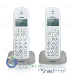 BRONDI GALA TWIN TELEFONO CORDLESS FUNZIONE ECO DECT SCHERMO SVEGLIA BIANCO GRIG - Photo 1/2