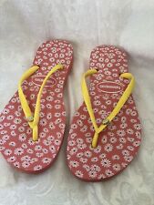 Havianas Pink & Yellow Daisy Flip Flops Size 39/40 New