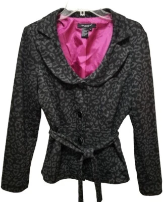 Sandro Blazer 女式黑色灰色动物印花夹克 M 码 — 第 1/4 张图片
