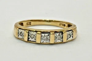 PROUDS! 9CT GOLD DIAMOND ANNIVERSARY BAR BAND 375 9CT - Size L / 6 - Picture 1 of 10