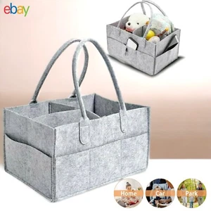 Felt Baby Diaper Organizer Caddy Changing Nappy Kids Storage Carrier Grey Bag UK - Picture 1 of 7