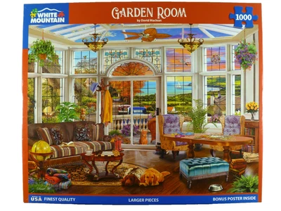 White Mountain Jigsaw Puzzle "Garden Room" 1000 Piece David Maclean Art Complete - Image 1 of 2