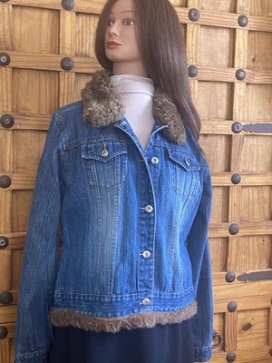 Chaqueta vaquera Route 66 con ribete de piel sintética talla extra grande Foto 1 de 4