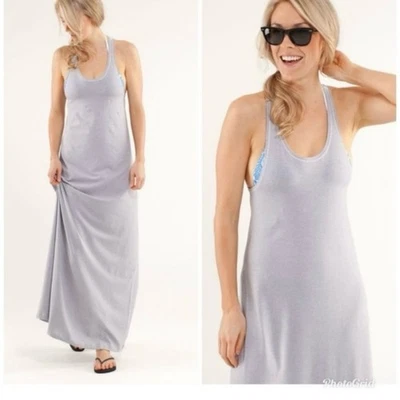 Maxi Vestido Lululemon Heatwave a Rayas Wee Blanco Fósil Talla Mediana Foto 1 de 4