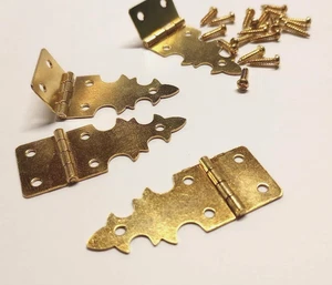 4 Messing versilberte Scharniere Größe 3/4" x 1-7/8" mit Schrauben 4 Scharniere / 20 Schrauben - Bild 1 von 4