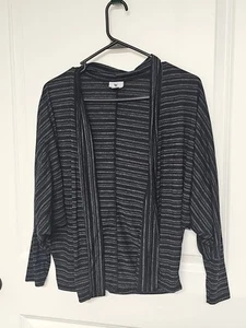 Worthington Women's Open Front Black And Grey Striped Cardigan- Size Small - Picture 1 of 5