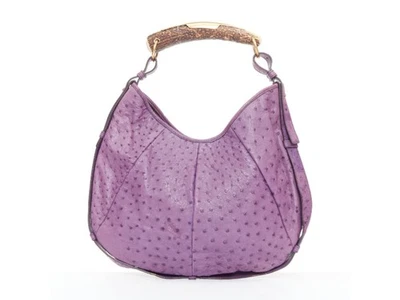 Raro YVES SAINT LAURENT Tom Ford Vintage Mombasa púrpura cuerno de avestruz asa bolso Foto 1 de 4