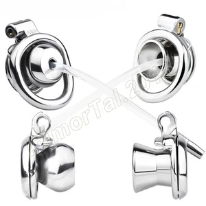 Dispositivo de castidad macho enchufado invertido jaula de acero inoxidable con bloqueo de anillo de tubo - Imagen 1 de 35