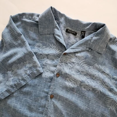 Brandini blue 100% silk button front camp shirt short sleeve mens size XXL - Image 1 of 4