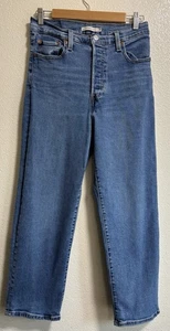 Levis Jeans Womens 29 Blue Ribcage Straight Ankle High Waist Stretch Denim - Picture 1 of 10