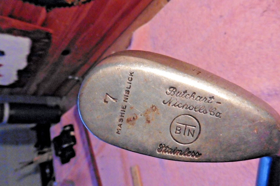 复古 George Nicoll Mashie Niblick 7 Rustless Hickory 球杆 苏格兰高尔夫俱乐部 — 第 1/4 张图片