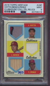 2018 Topps Heritage Clubhouse Relics #25 Joey Votto Johnny Bench Pérez PSA 9 - Imagen 1 de 1