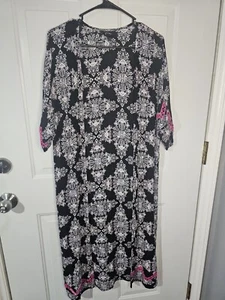 Art Class Girls Duster Cardigan Size Xl 14/16 Black Floral Open Front Lightwgt - Picture 1 of 4