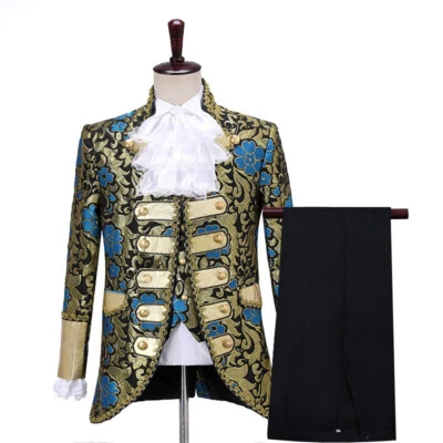 Men Vintage Style 3 PCS Set Embroidery Brocade Jacket+Vest+Pants Party Fashion - Image 1 of 4
