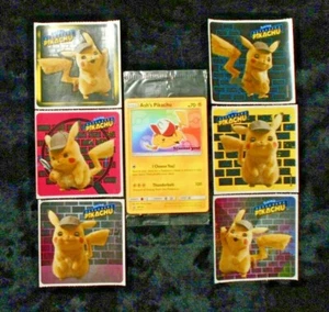 Tarjeta promocional de película sellada de Ash's Pikachu Sm108 detective Pikachu 6 pegatinas Pokémon - Imagen 1 de 2