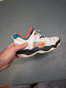 Vintage Mens 6.5 NFL Miami Dolphins Sneakers Aqua Orange White Canvas Shoes - Picture 1 of 10