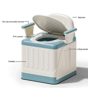 Portable Toilet Odor Proof Foldable Bedside Commode Chair With Armrests GFL - Picture 1 of 24