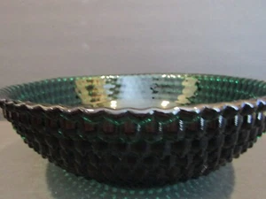 Vintage HUNTER DARK GREEN Hobnail 11.5" X 3.75" Large GLASS Bowl SERVING DISH - Picture 1 of 6