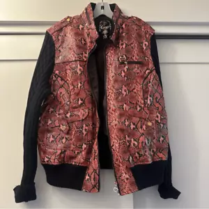 COOGI Vintage Red and Pink Faux Snake Zip Up Jacket Size 3X - Picture 1 of 9