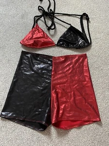 festival black and red coord two piece set size small bikini shorts Ibiza - Picture 1 of 1