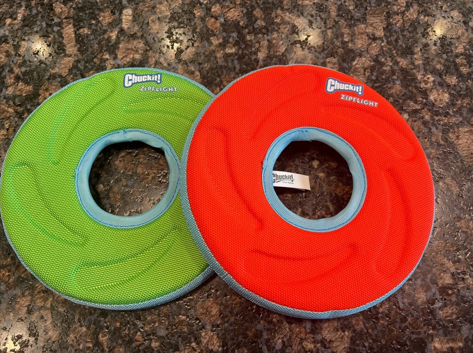 Chuckit Amphibious Zip Flight 2pk Small Frisbees Orange & Green Dog Fetch Toy  - Image 1 of 1