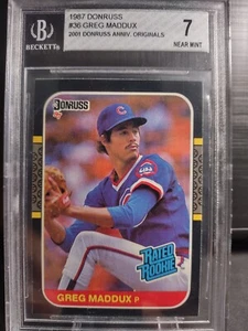 1987 DONRUSS GREG MADDUX #36 RATED ROOKIE 2001 DONRUSS ANNIV. ORIGINALS BGS 7 NM - Picture 1 of 3