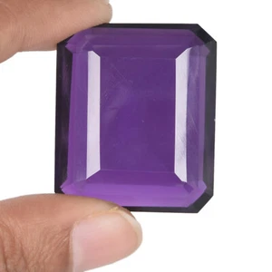Large Size Violet Amethyst 97.00 Ct. Faceted Emerald Cut Loose Gemstone SR-234 - Picture 1 of 4