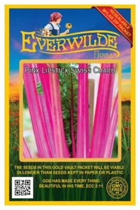 200 Pink Lipstick Swiss Chard Seeds - Everwilde Farms Mylar Seed Packet - Picture 1 of 3
