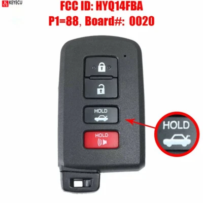 For Toyota Camry/Corolla/Avalon 2012–2018 Smart Key 4B - HYQ14FBA G Board 0020 - Image 1 of 4
