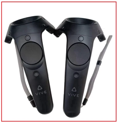 2 x HTC Vive VR wands / controllers + charging cable & brick. (A Pair). - Image 1 of 4