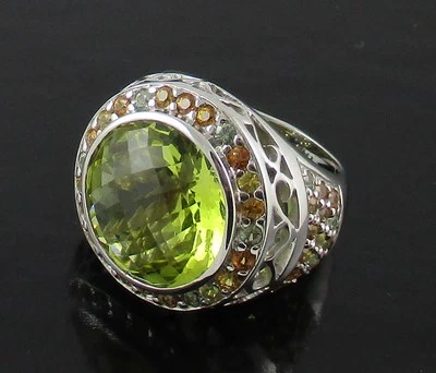 Anillo Sima K 12,02 quilates de cuarzo y zafiro de manzana de plata esterlina - talla 7 Foto 1 de 4