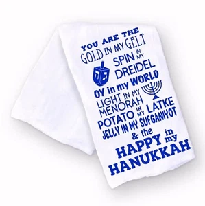 Asciugamano cucina Gelt Dreidel Latkes All Things Hanukkah NUOVO spedizione veloce gratuita - Foto 1 di 4