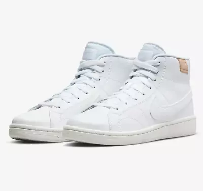 Nike Court Royale 2 Mid White Leather Athletic Shoes CT1725-100 Women's Size 7.5 - Image 1 of 4