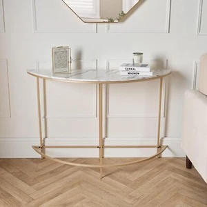 Marble Console Table Bed Side Semi Circle Bedroom Office Wall Coffee Living Room - Picture 1 of 8