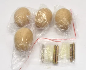 4 Pack Hardwood Decorative Eggs Wall Coat Holders Hanger - Picture 1 of 7