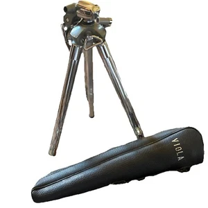 Mini macchina fotografica telescopica Viola vintage treppiede interamente in metallo con custodia - Foto 1 di 7