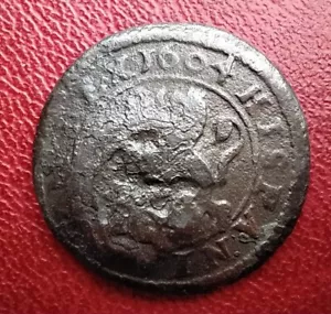 Pirate coin. 1604 Felipe III, Spanien. 4 Maravedies. Kupfer.s-ss - Bild 1 von 2