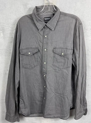 Timberland Western Calce Ajustado Perla Camisa Abotonada Para Hombres XL Gris L/S Bolsillos Foto 1 de 4