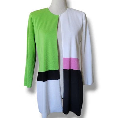 MISOOK Colorblock Colorful Knit Jacket S Green Pink White Black  - Image 1 of 4
