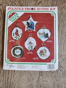 Counted Cross Stitch Kit Ornaments Vintage New Framed The New Berlin Co. Inc. 6 - Picture 1 of 5