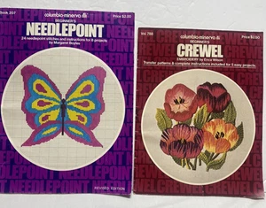 2 Columbia Minerva Beginner's Needlepoint  Crewel Books 1970's VTG patterns lot - Picture 1 of 12