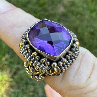 Anillo Amatista Plata 925 y Oro 18k BA Suarti Talla 7.5 Foto 1 de 4