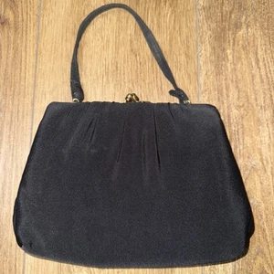 Cartera de noche vintage Harry Levine H L EE. UU. negra con cierre de beso - Imagen 1 de 4